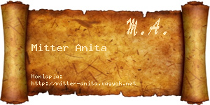Mitter Anita névjegykártya